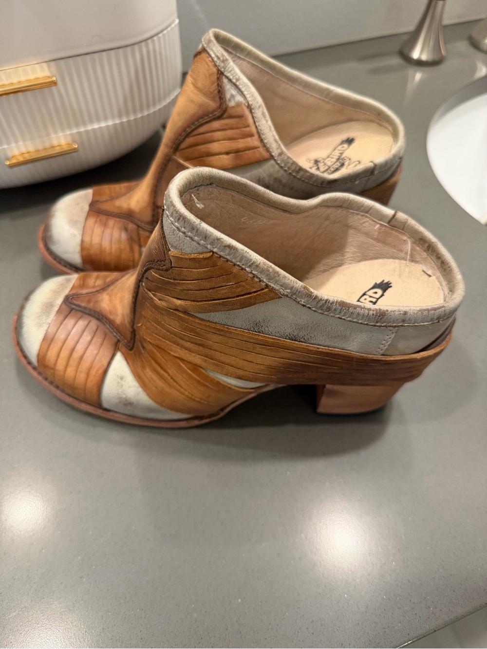Freebird Smith Women's Two-Tone Brown & Cream Leather Slip-On Clog